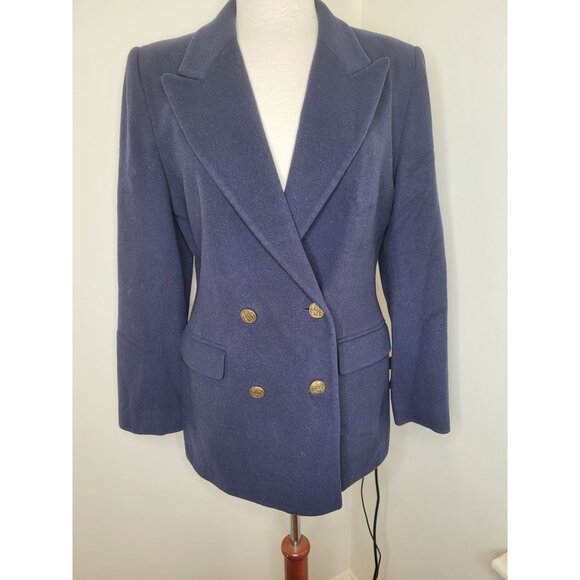 Talbots Jackets & Blazers - Talbots Womens Navy Double-Breasted Blazer Wool Cashmere Blend 10
